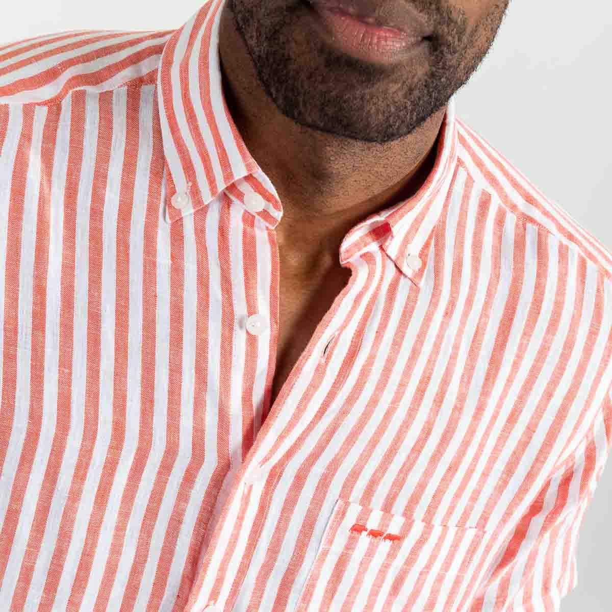 Chemise lin rayé sales homme