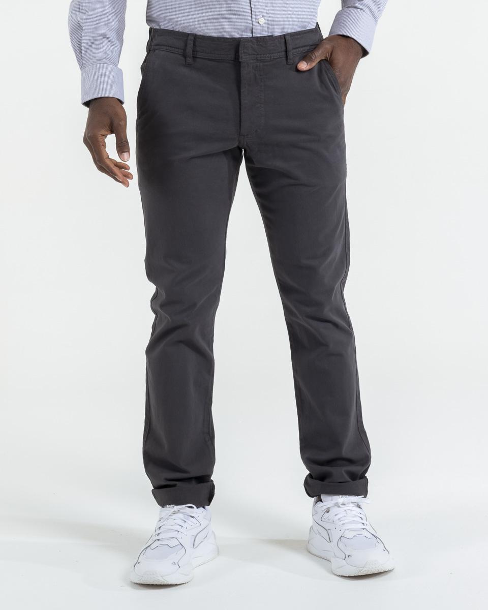 Pantalon chino uni toucher peau de p che coton et lasthanne
