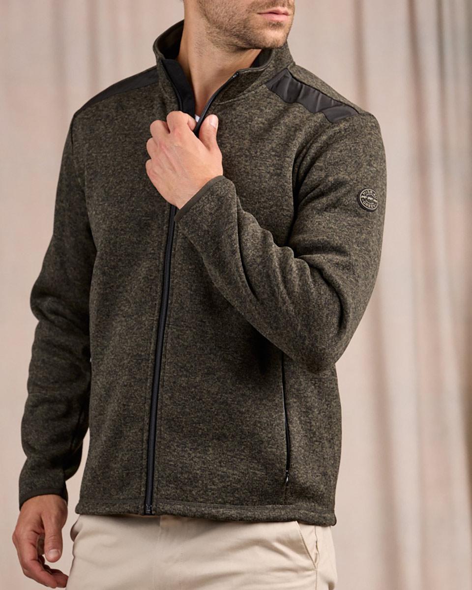 Blouson Polaire détail épaule vert I Mise au Green