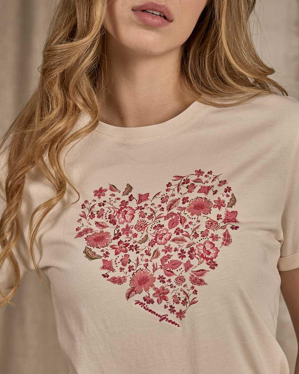 T-shirt cœur fleuri