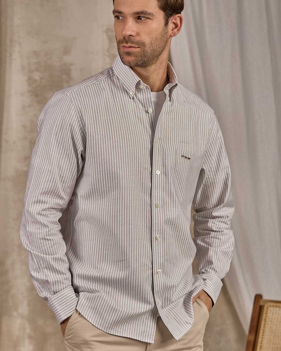 Chemise à rayures beige