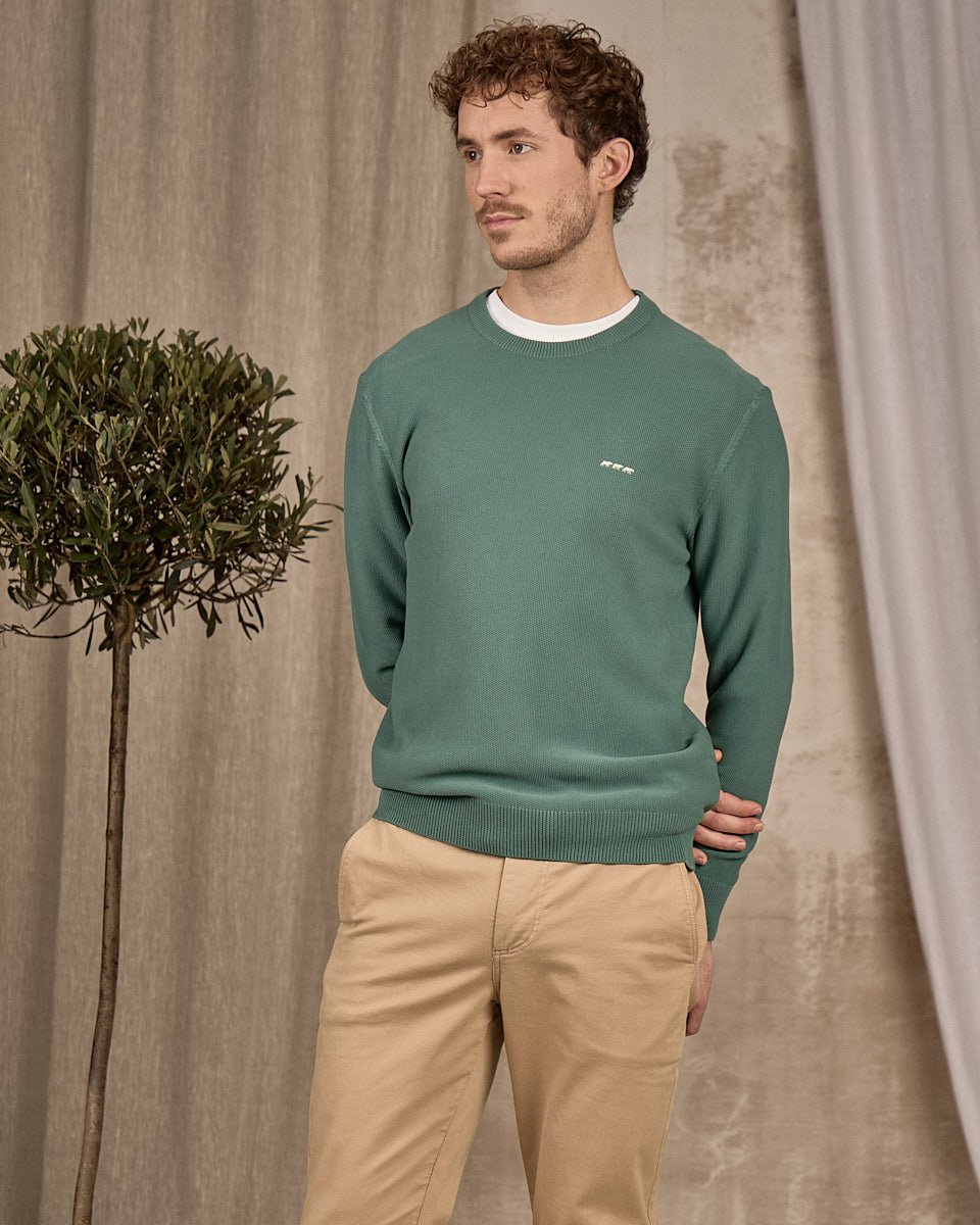 Pull nid d'abeille vert