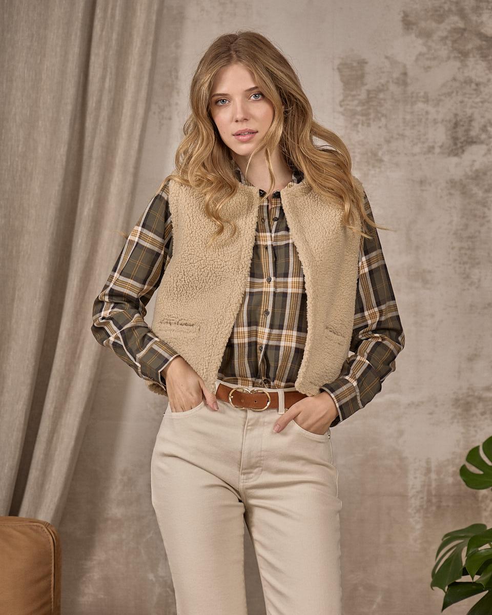 Gilet sans manches beige