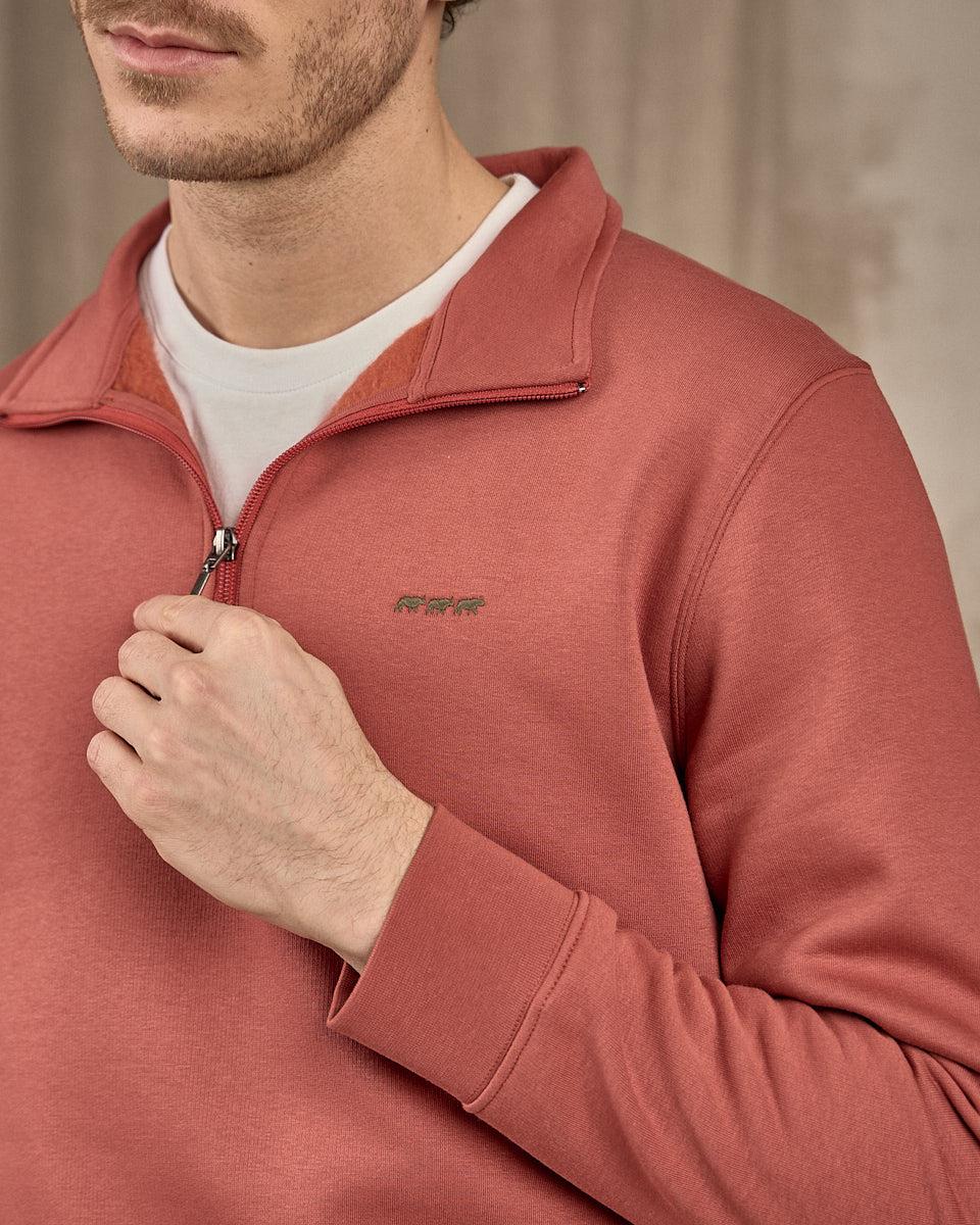 Sweat col camionneur rose