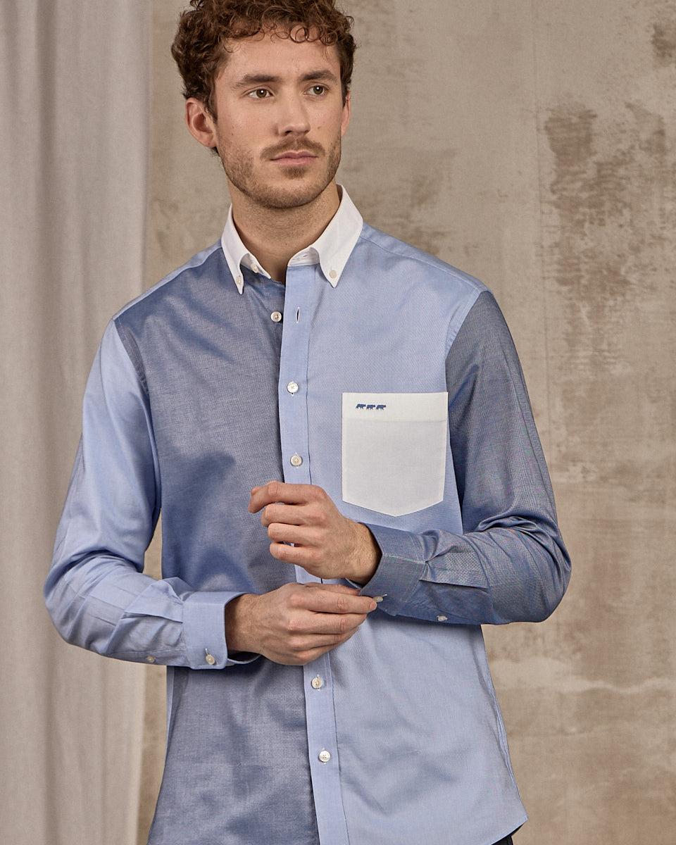 Chemise manches longues bleu