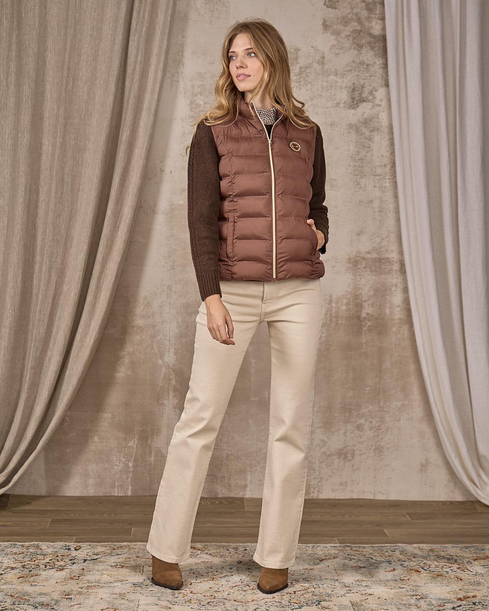 Doudoune sans manches beige
