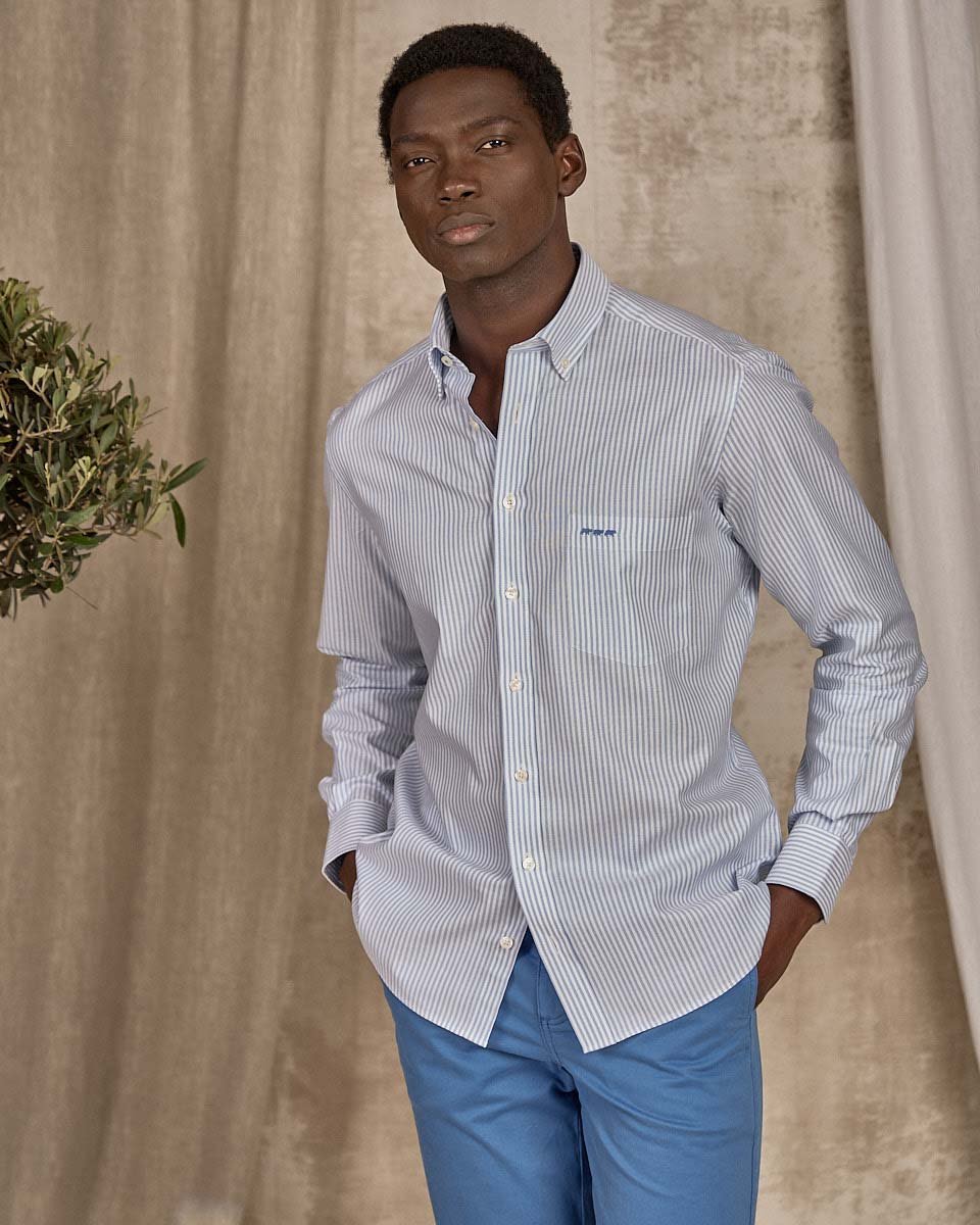 Chemise rayée bleu