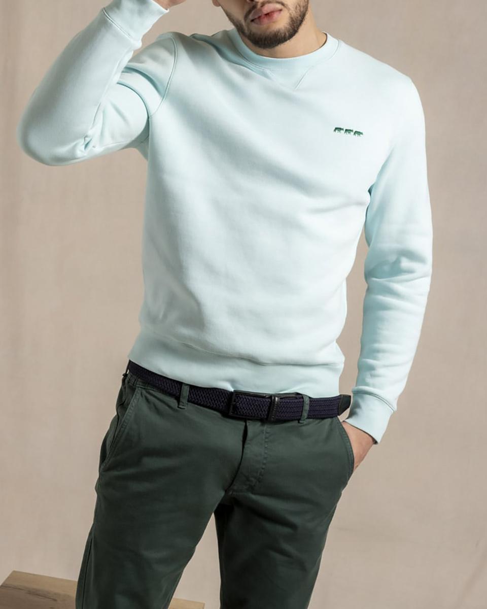 Sweat uni Louis broderie 3 vaches 85% coton