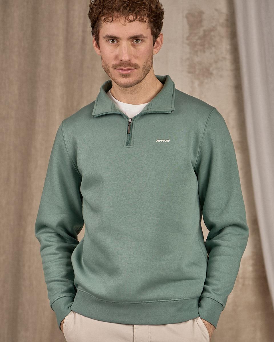Sweat col camionneur vert