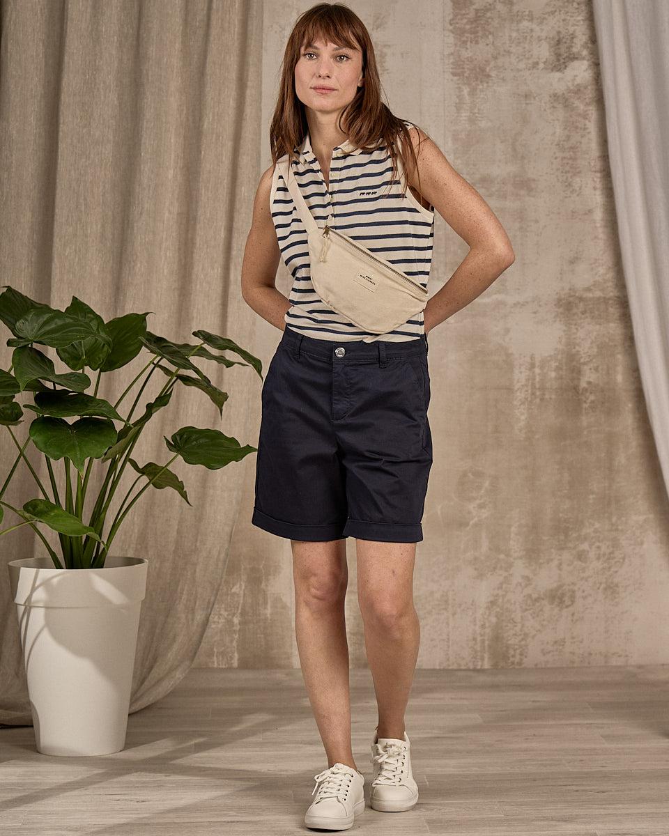 Polo sans manches bleu