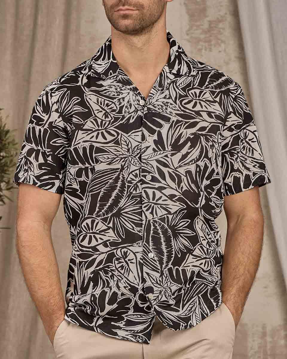 Chemise à feuillages noir