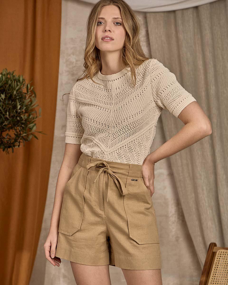 Short paperbag beige