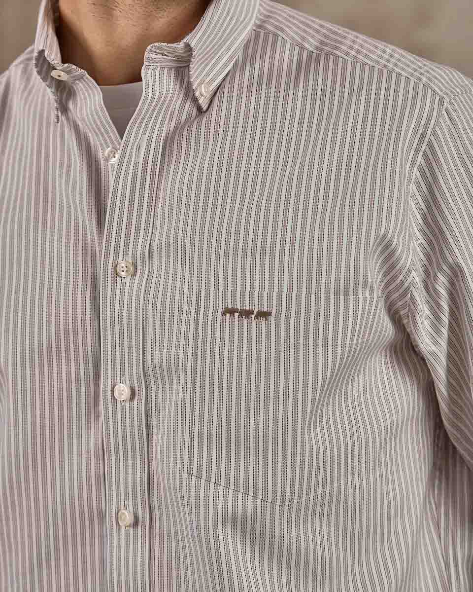 Chemise à rayures beige