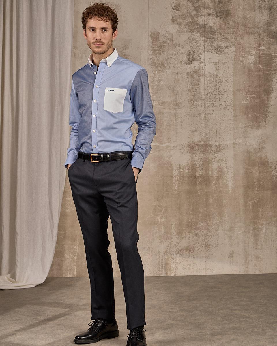 Chemise manches longues bleu