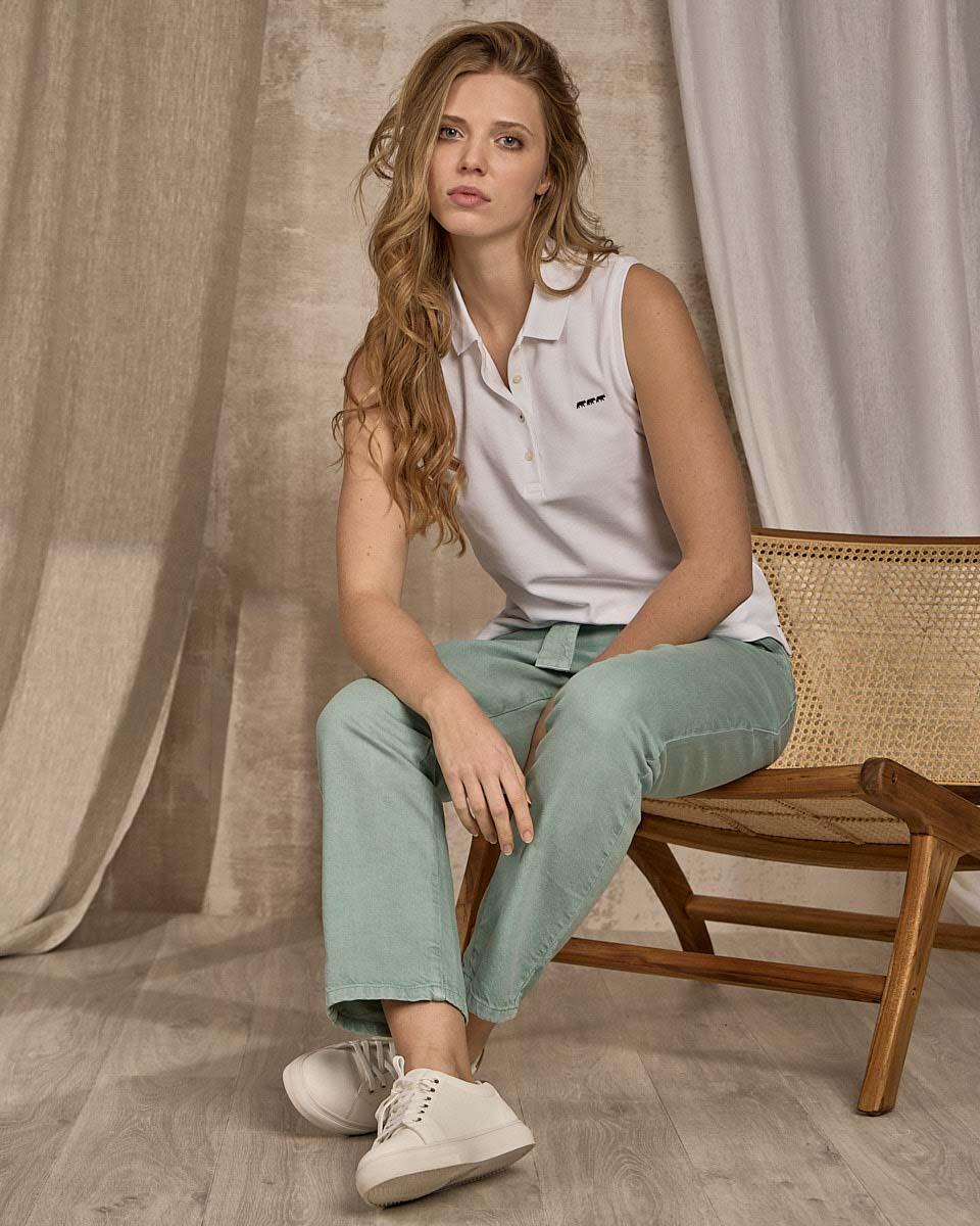 Polo sans manches blanc