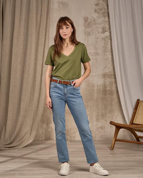 T-shirt col V lurex vert T-shirt col V lurex vert