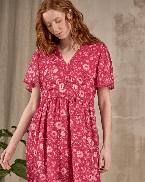 Robe midi fleurie rose Robe midi fleurie rose
