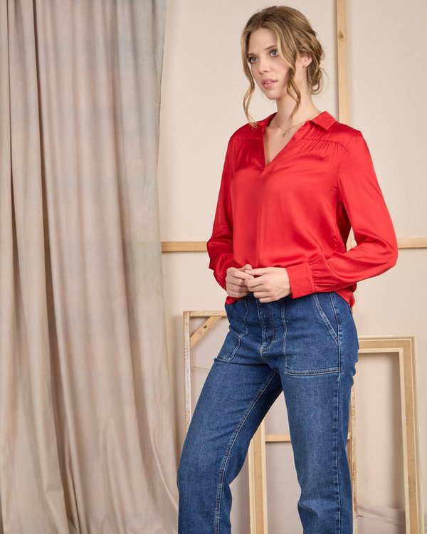 Blouse satinée rouge Blouse satinée rouge