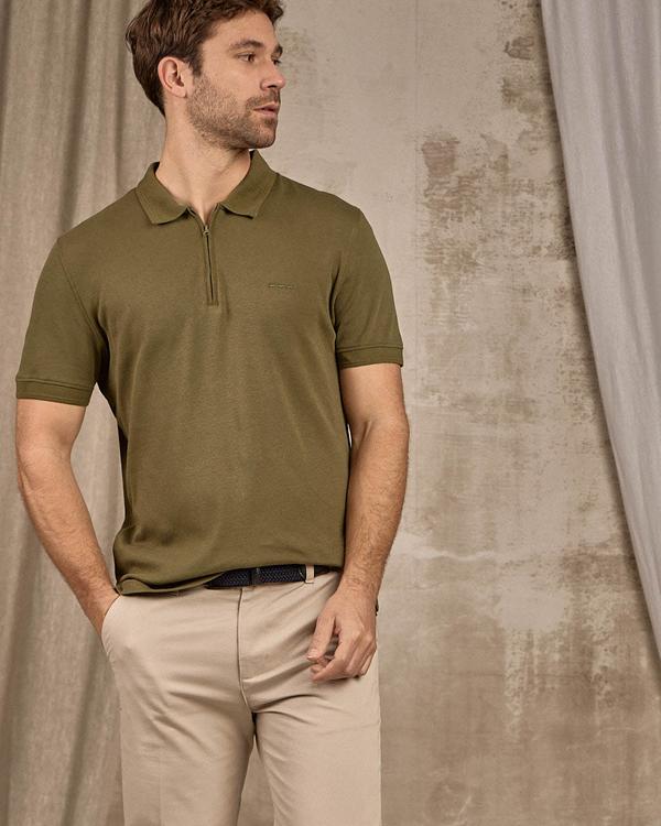 Polo col zippé vert Polo col zippé vert