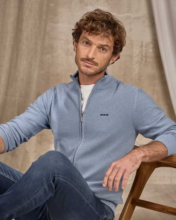 Cardigan zippé bleu Cardigan zippé bleu