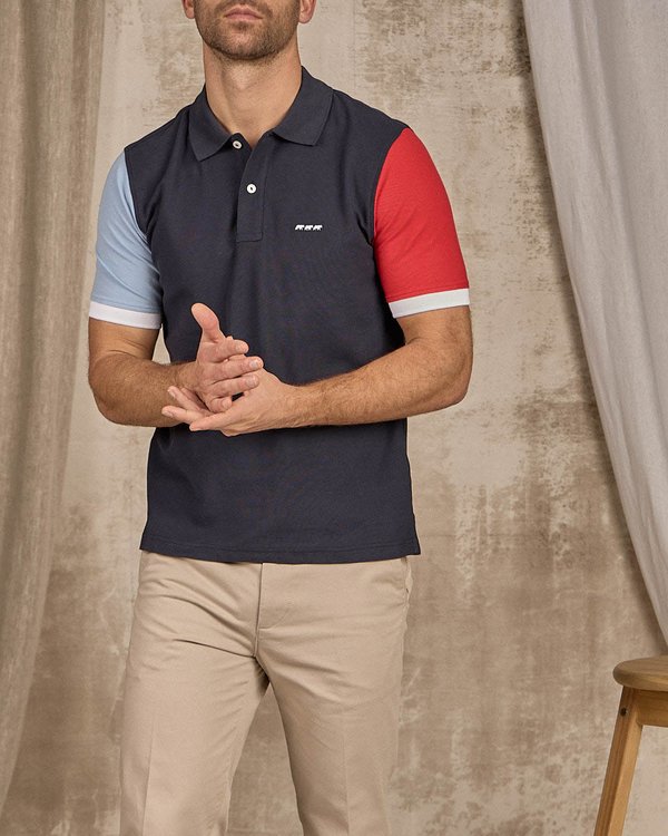 Polo color block bleu Polo color block bleu