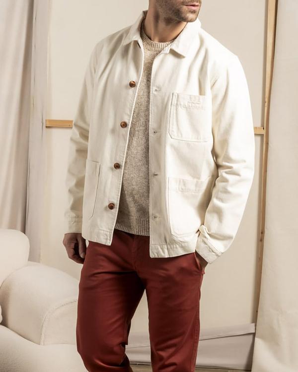 Veste peintre unie broderie 3 vaches en coton