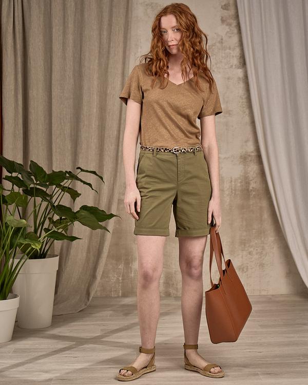 T-shirt col V beige