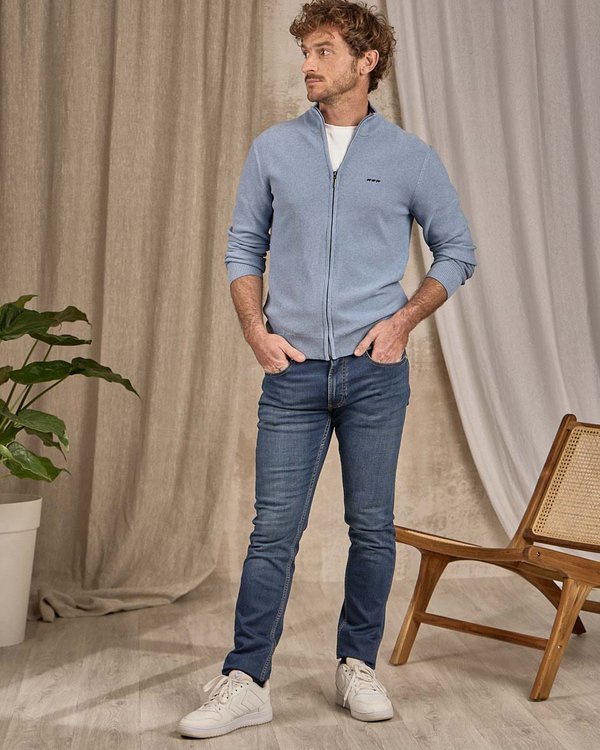 Cardigan zippé bleu Cardigan zippé bleu
