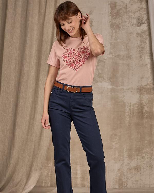 T-shirt cœur fleuri rose