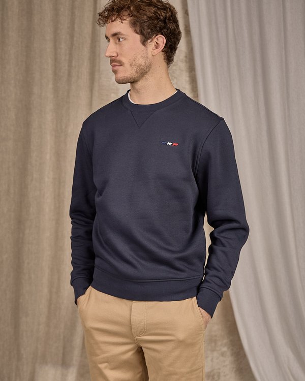 Sweat col rond bleu