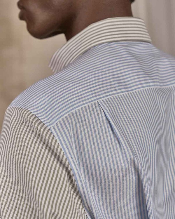 Chemise patchwork rayures vert