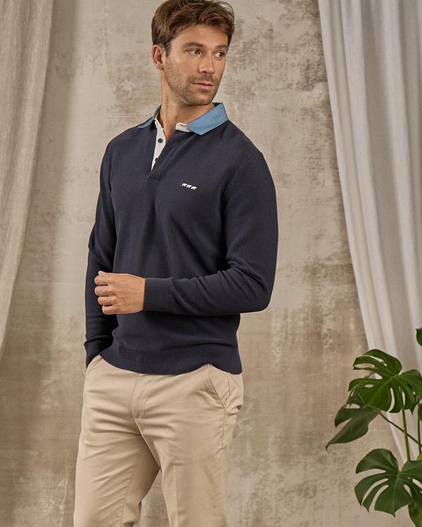 Pull col polo bleu Pull col polo bleu
