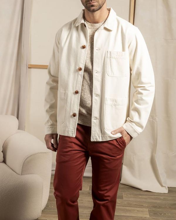 Veste peintre unie broderie 3 vaches en coton
