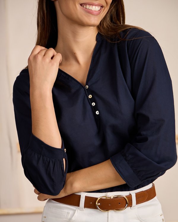Blouse à rayures ton sur ton bleu Blouse à rayures ton sur ton bleu