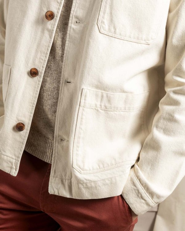 Veste peintre unie broderie 3 vaches en coton