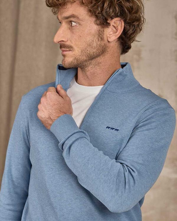 Pull col camionneur bleu