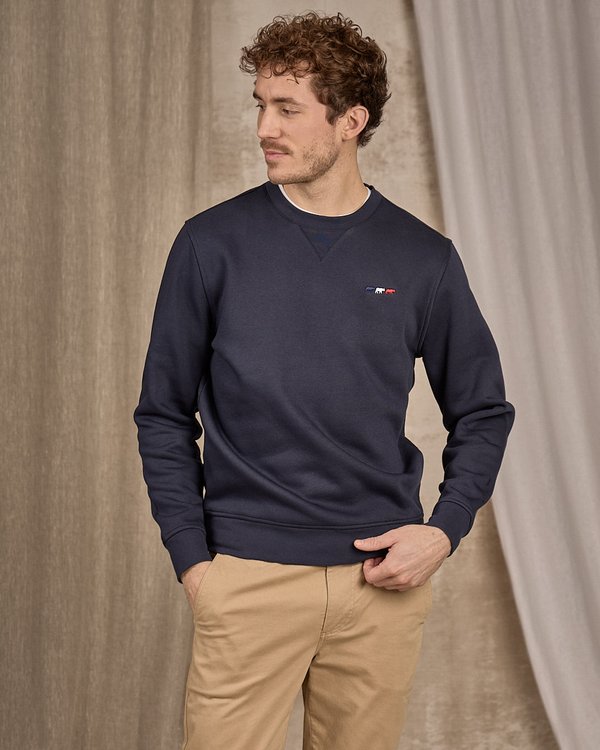 Sweat col rond bleu