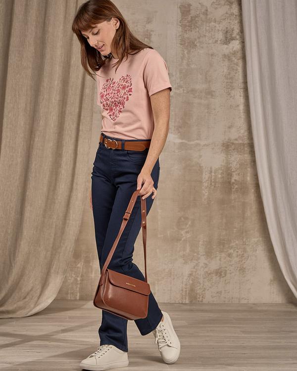 T-shirt cœur fleuri rose