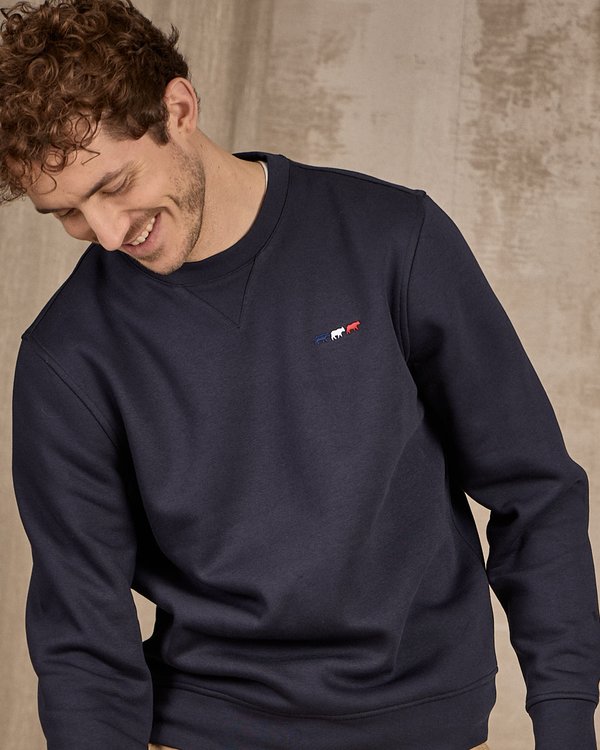 Sweat col rond bleu
