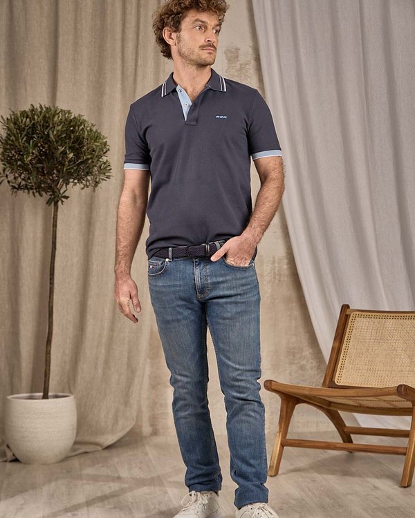 Polo bicolore bleu Polo bicolore bleu