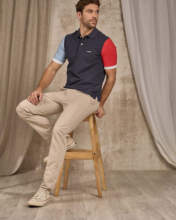 Polo color block bleu Polo color block bleu