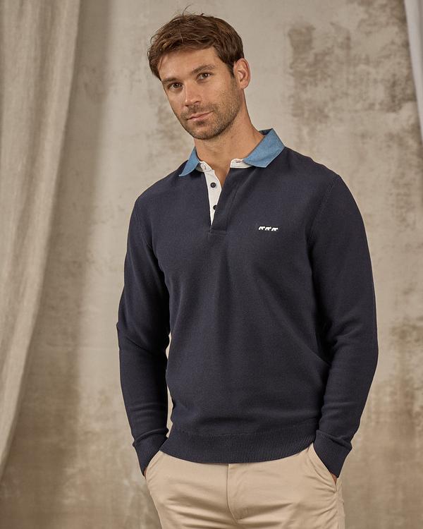 Pull col polo bleu Pull col polo bleu