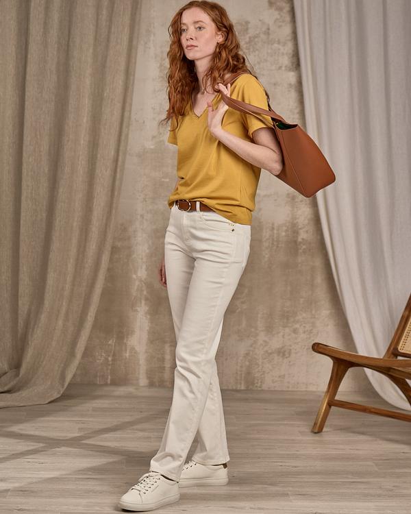 T-shirt col V lurex jaune T-shirt col V lurex jaune