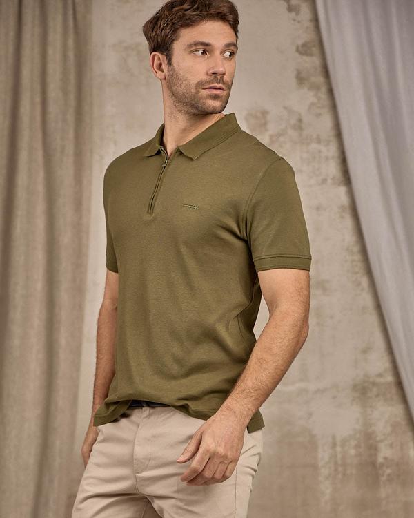 Polo col zippé vert Polo col zippé vert