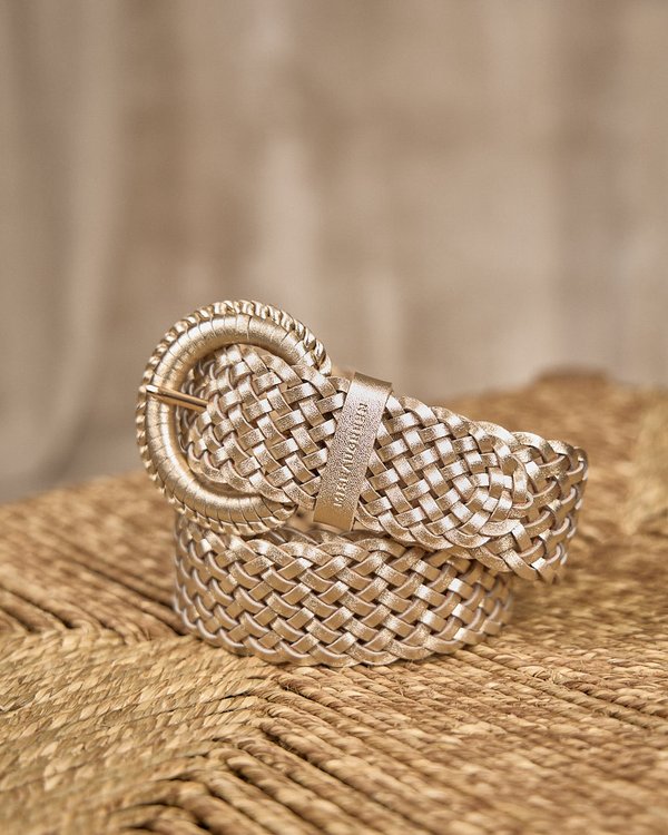 Ceinture en cuir beige