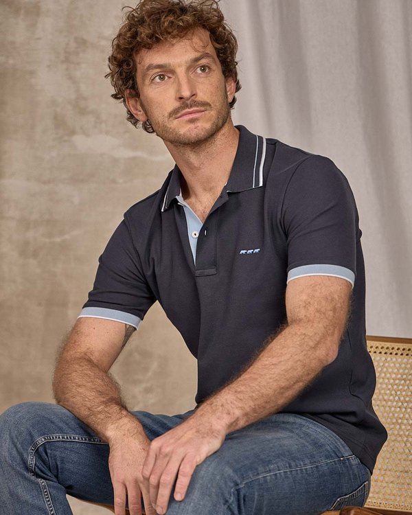 Polo bicolore bleu Polo bicolore bleu