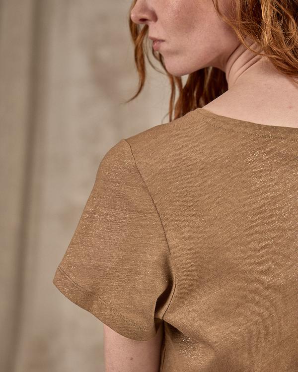 T-shirt col V beige