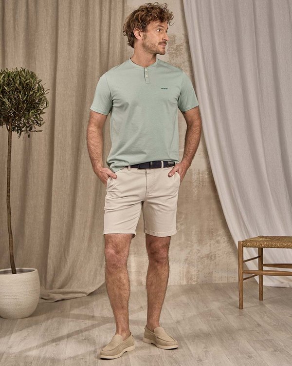 T-shirt col tunisien beige T-shirt col tunisien beige