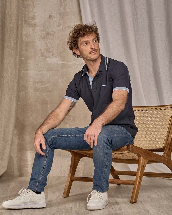 Polo bicolore bleu Polo bicolore bleu