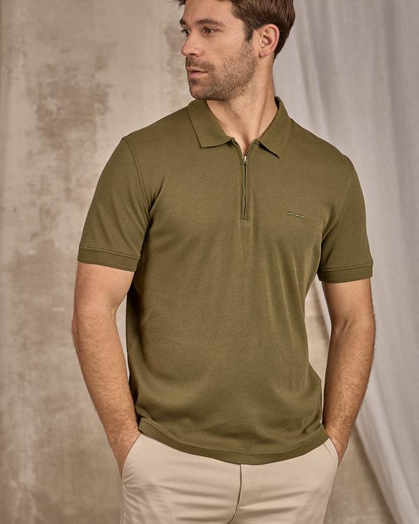 Polo col zippé vert Polo col zippé vert